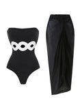 Colorblock One Piece Swimsuit Set