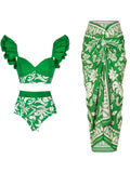 Ruffled Colorblock High-Waist Swimsuit